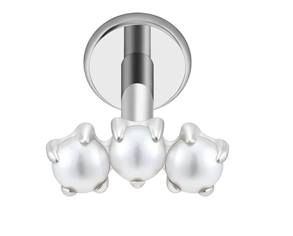 Piercing Titanium Labret Cascata Mini 3 Perola | Linha Premium