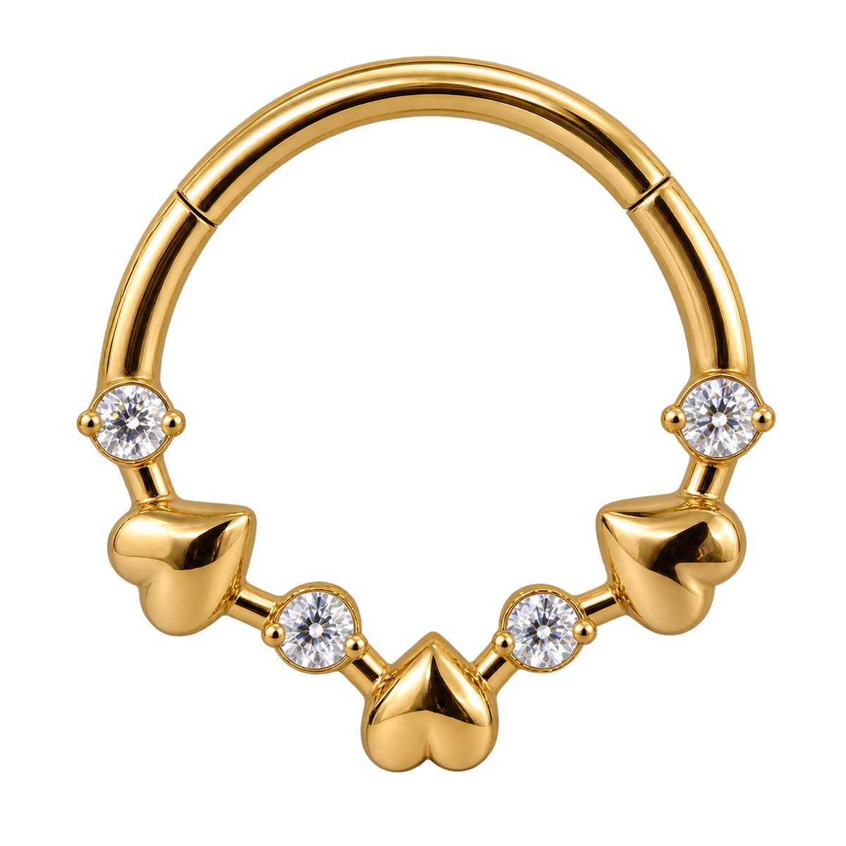 Piercing Argola Daith e Septo - Corações alternados Cz