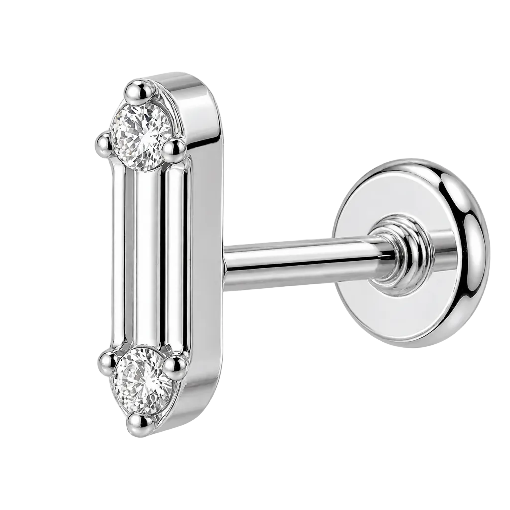 Piercing Titanium Labret Barrinha CZ | Linha Essencial