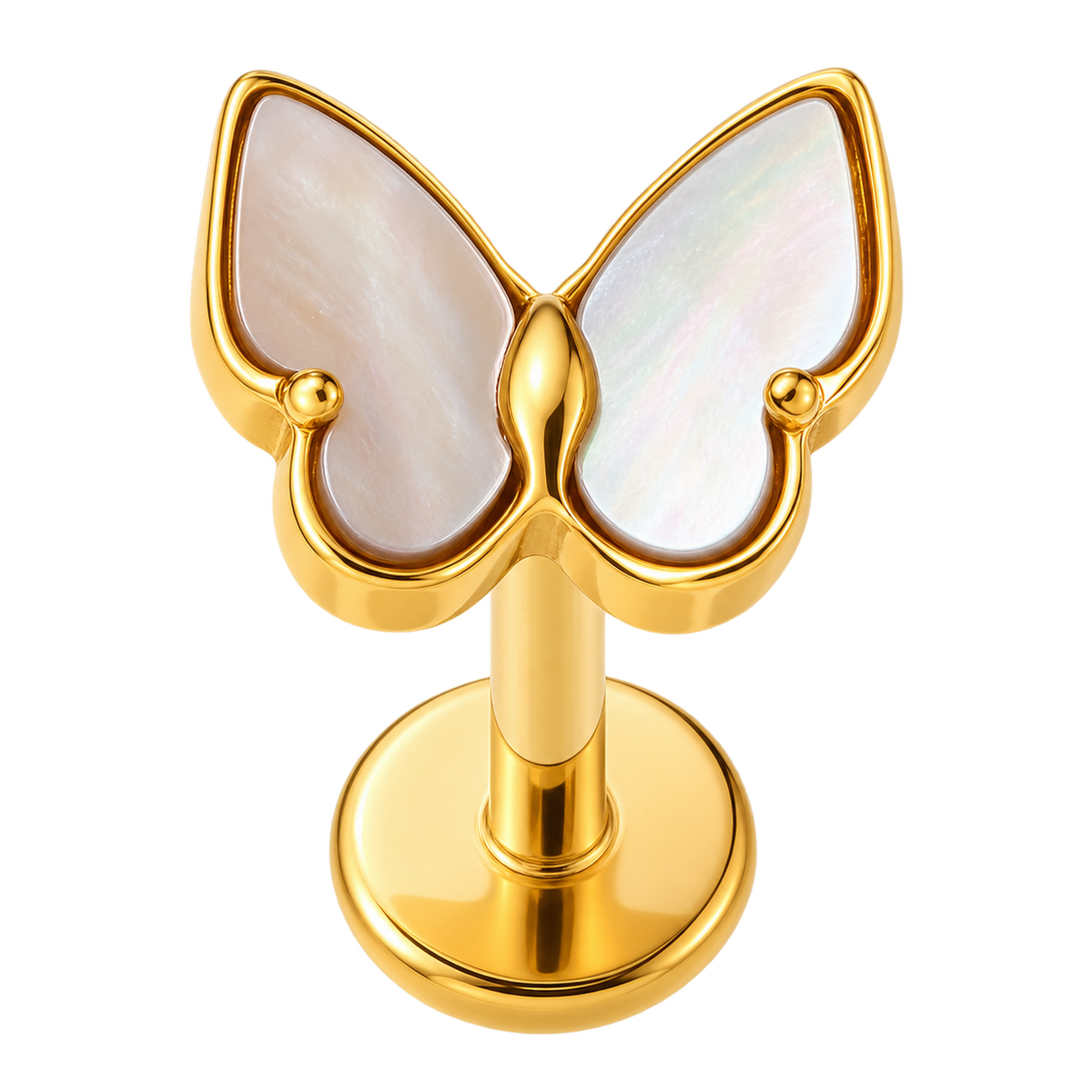 Piercing Titanium Labret Borboleta Marrom | Linha Premium
