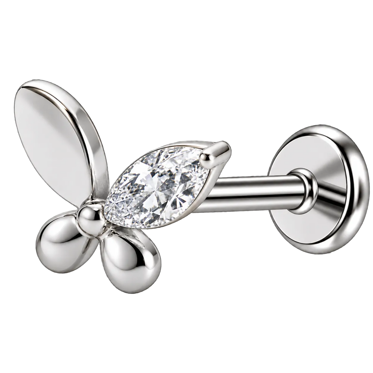Piercing Titanium Labret Borboleta Meia Mescla | Linha Premium