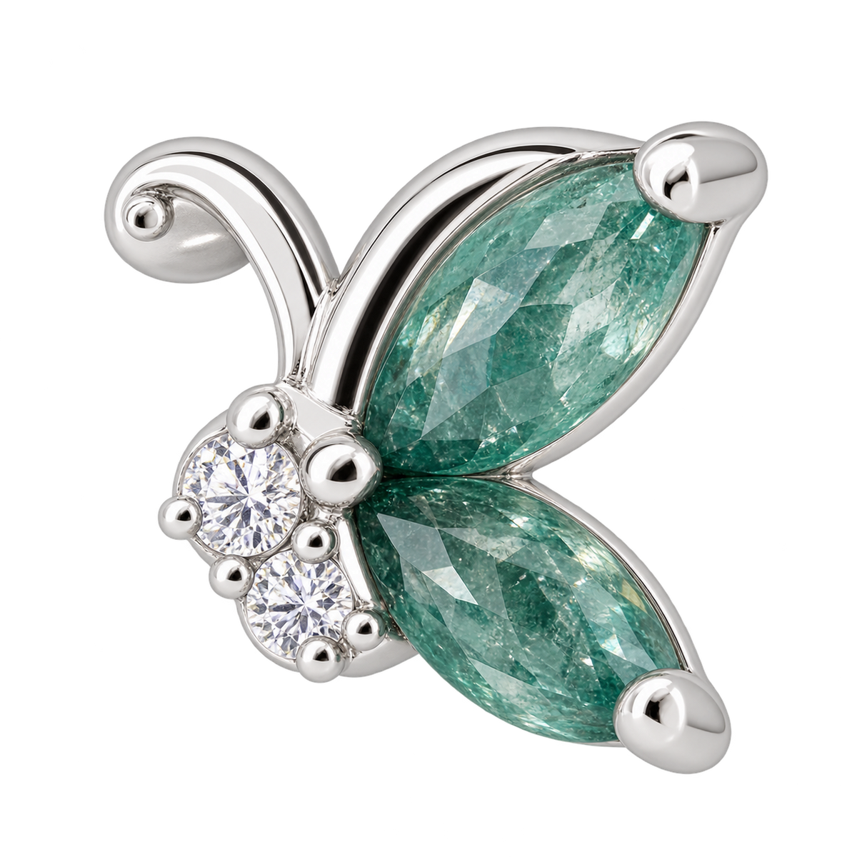 Piercing Titanium Labret Borboleta Quartzo | Linha Premium