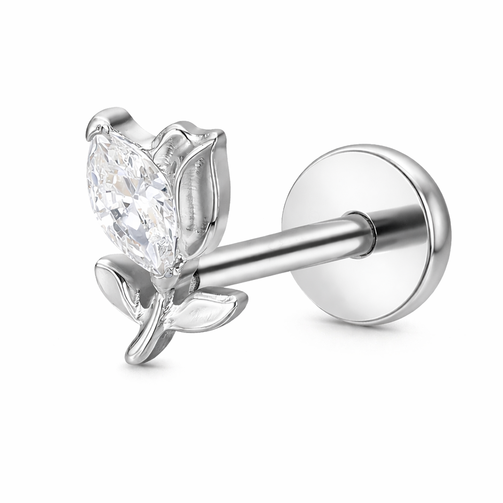 Piercing Titanium Labret Botão de Rosa | Linha Essencial