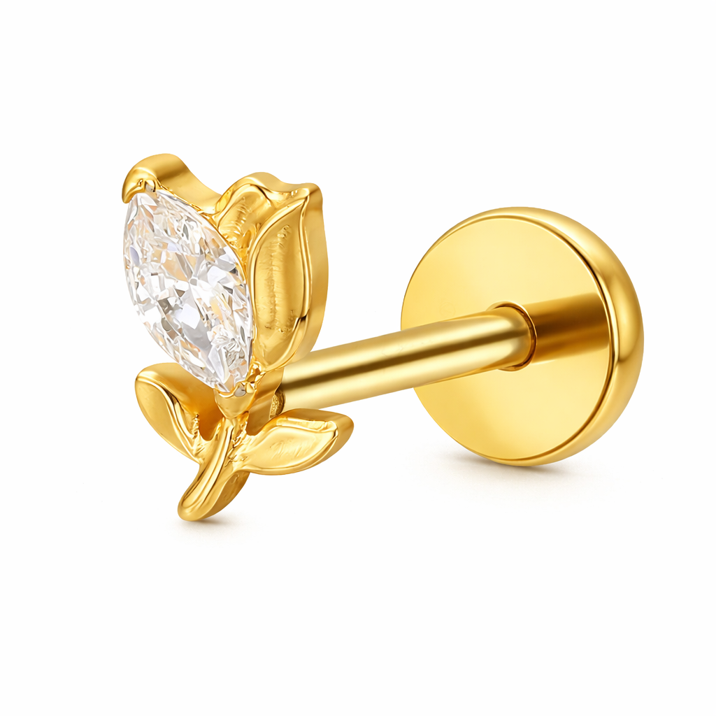 Piercing Titanium Labret Botão de Rosa | Linha Essencial