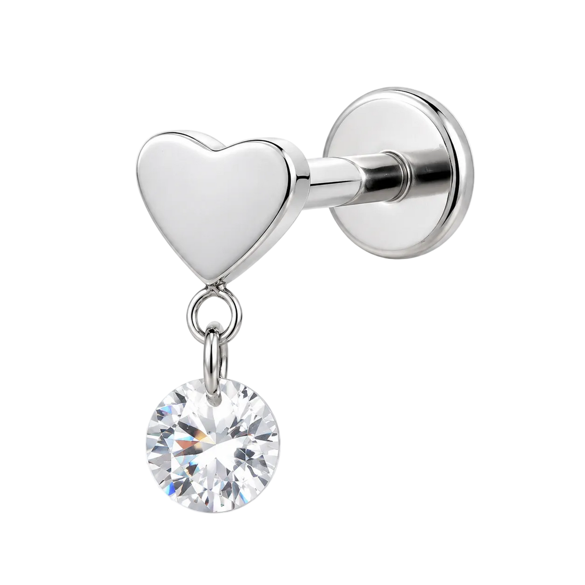Piercing Titanium Labret Coração Pendente | Linha Essencial