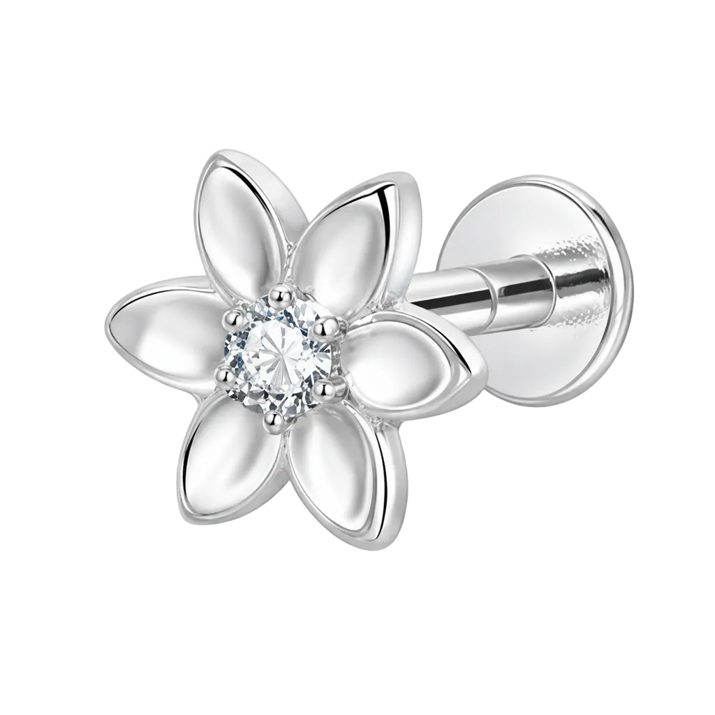 Piercing Titanium Labret Flor 6 Pétalas | Linha Essencial