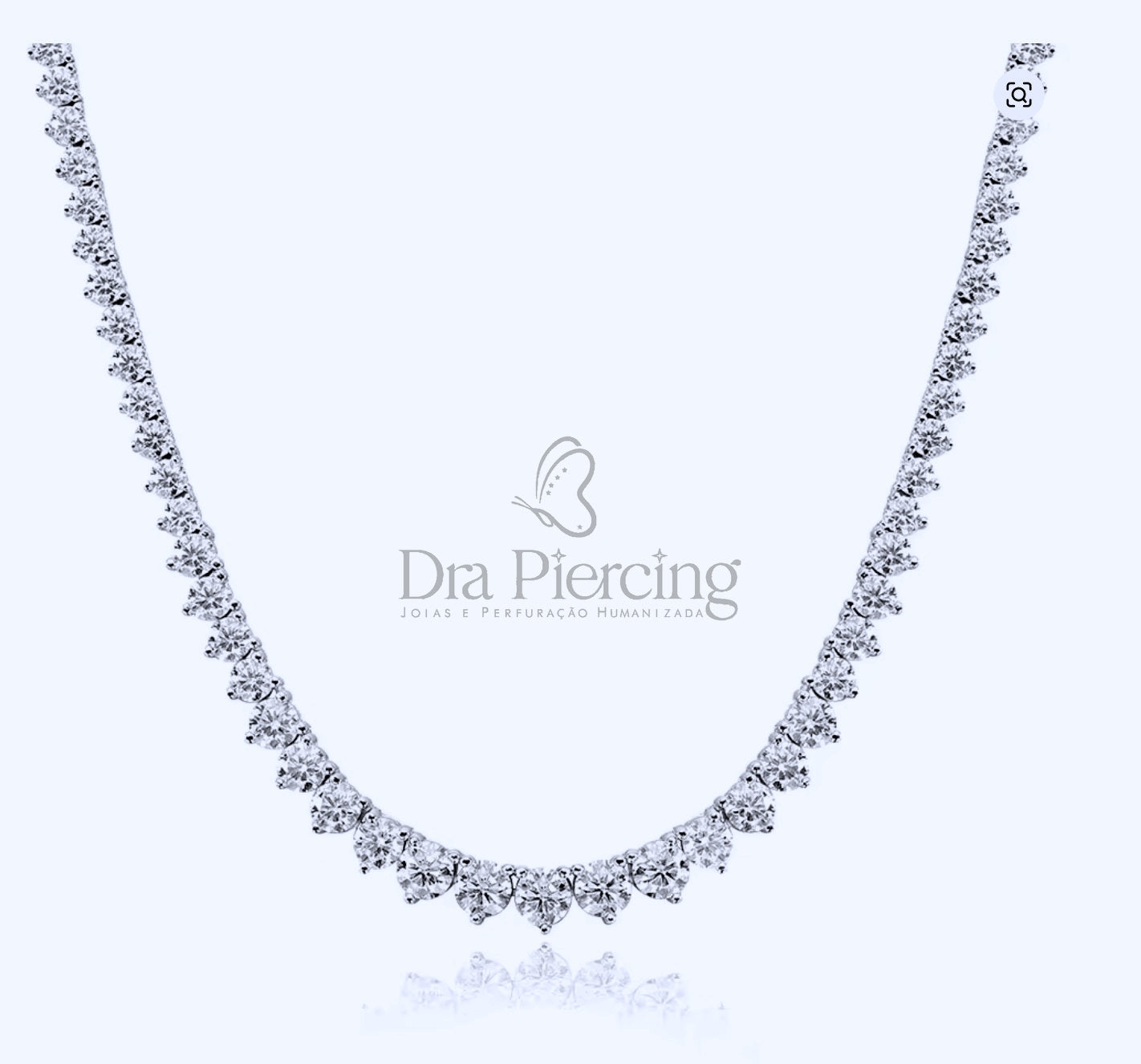 Colar Riviera Moissanite DEF VVS - Prata 925 Banho Ouro Branco 18k  Pedras Graduadas