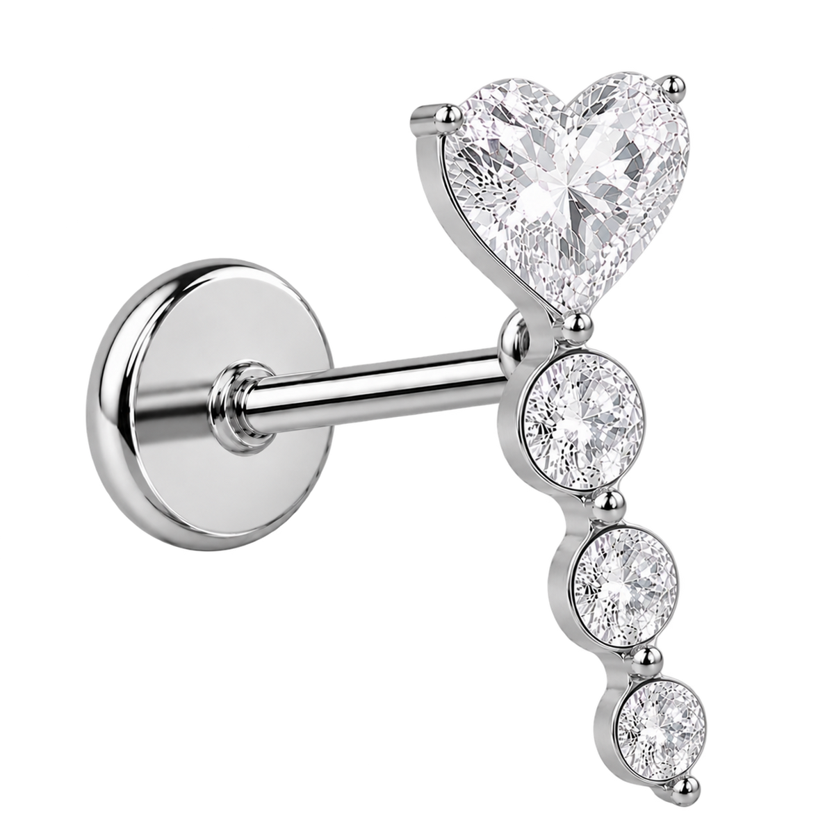 Piercing Titanium Labret Coração Curve | Linha Premium