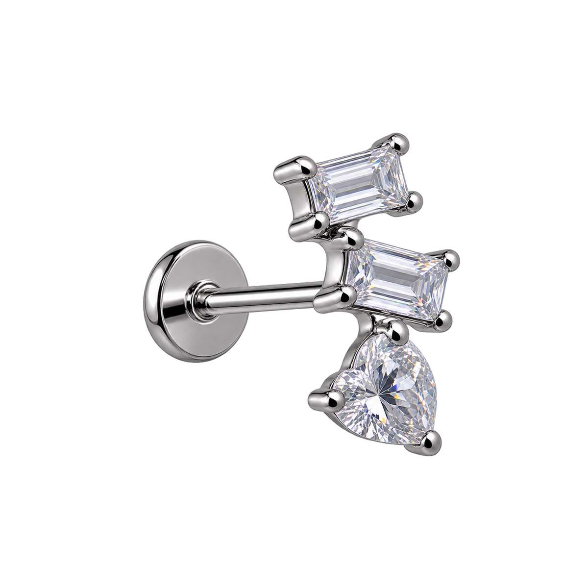 Piercing Titanium Labret Cascata Coraçao Domino | Linha Premium