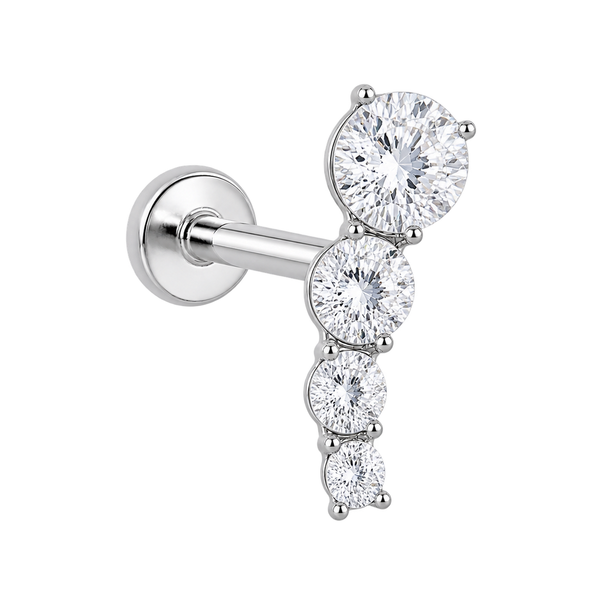 Piercing Titanium Labret Curve 4 CZ Garra | Linha Premium