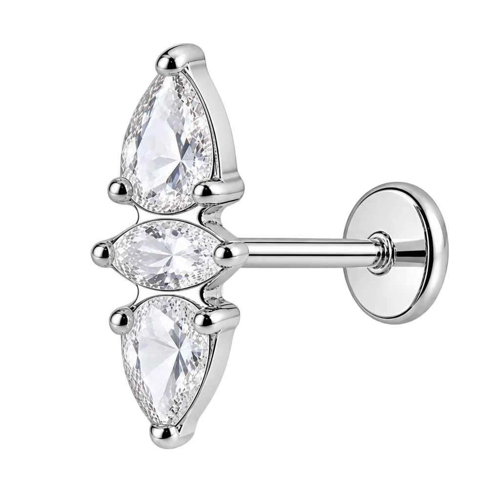 Piercing Titanium Labret Duplo Cristal | Linha Premium
