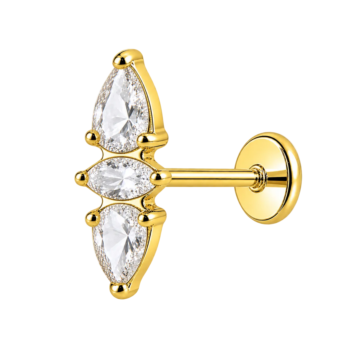 Piercing Titanium Labret Duplo Cristal | Linha Premium