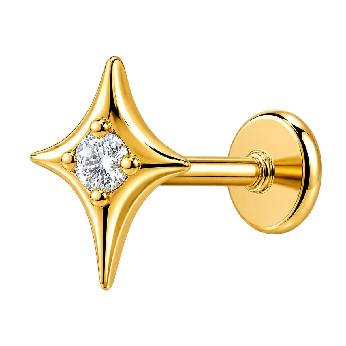 Piercing Titanium Labret Estrela 4 Pontas | Linha Essencial