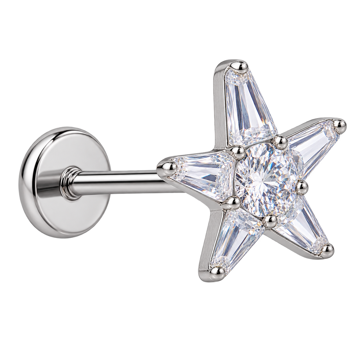 Piercing Titanium Labret Estrela CZ Lisa 2218 | Linha Premium
