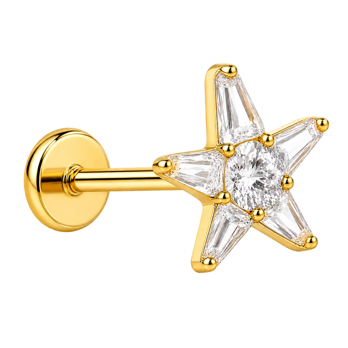 Piercing Titanium Labret Estrela CZ Lisa 2218 | Linha Premium