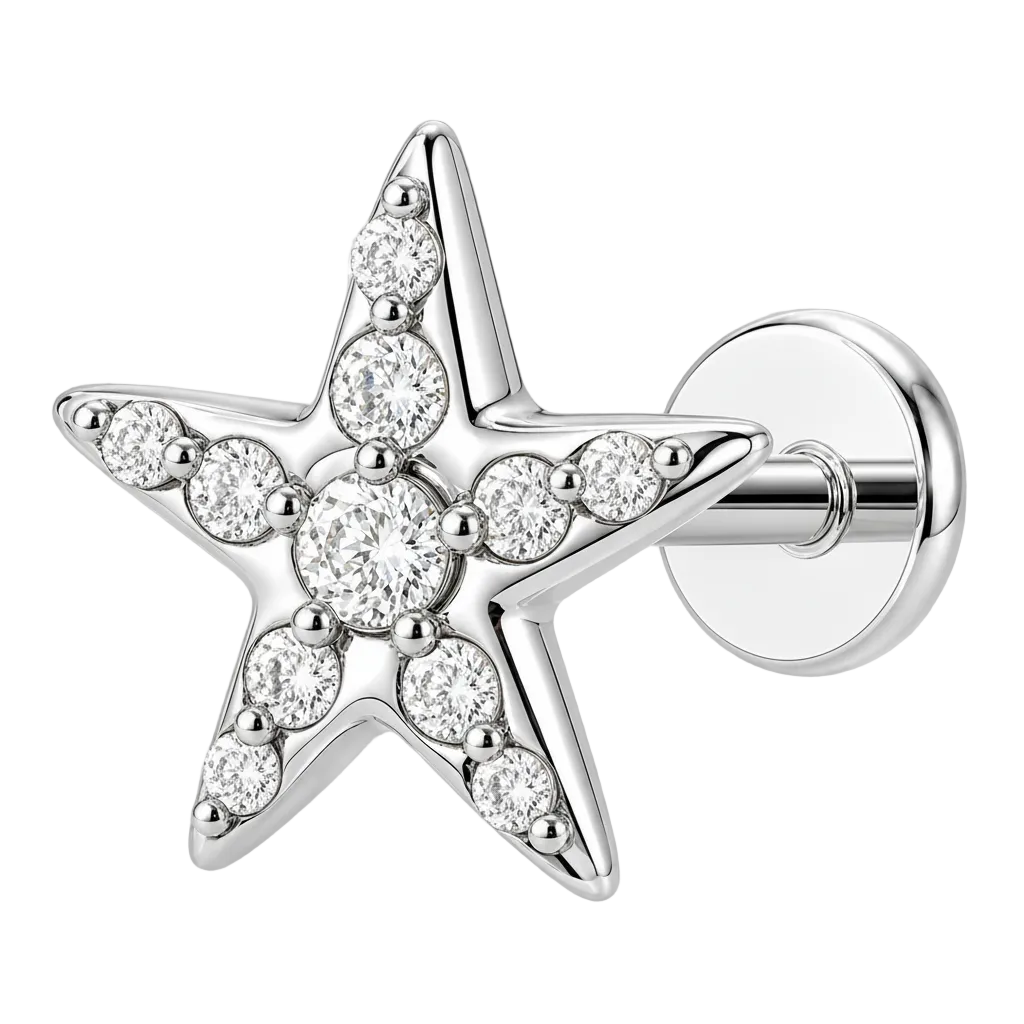 Piercing Titanium Labret Estrela do Mar | Linha Premium