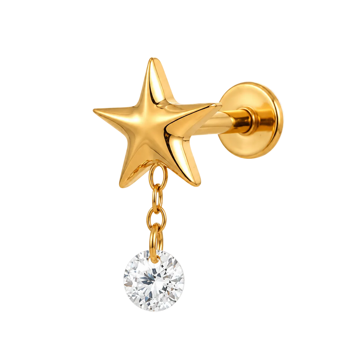 Piercing Titanium Labret Estrela Pendente | Linha Essencial