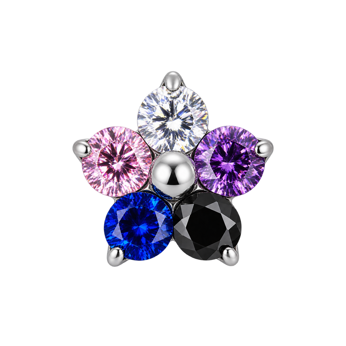Piercing Titanium Labret Flor 5 Colorida | Linha Essencial