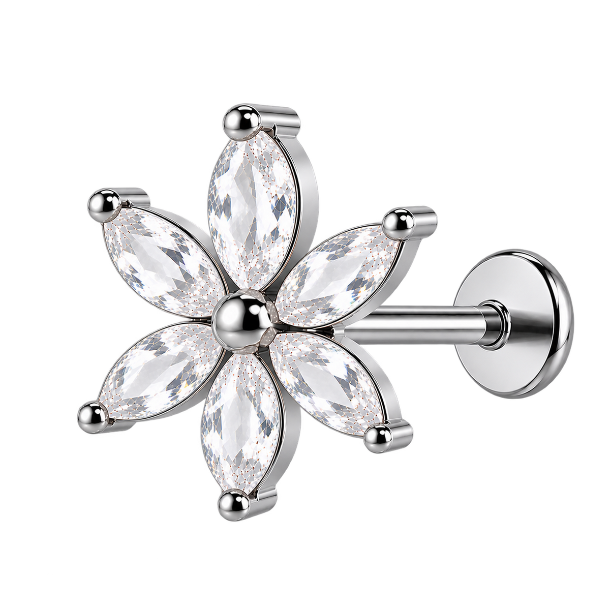 Piercing Titanium Labret Flor Air 6 | Linha Premium
