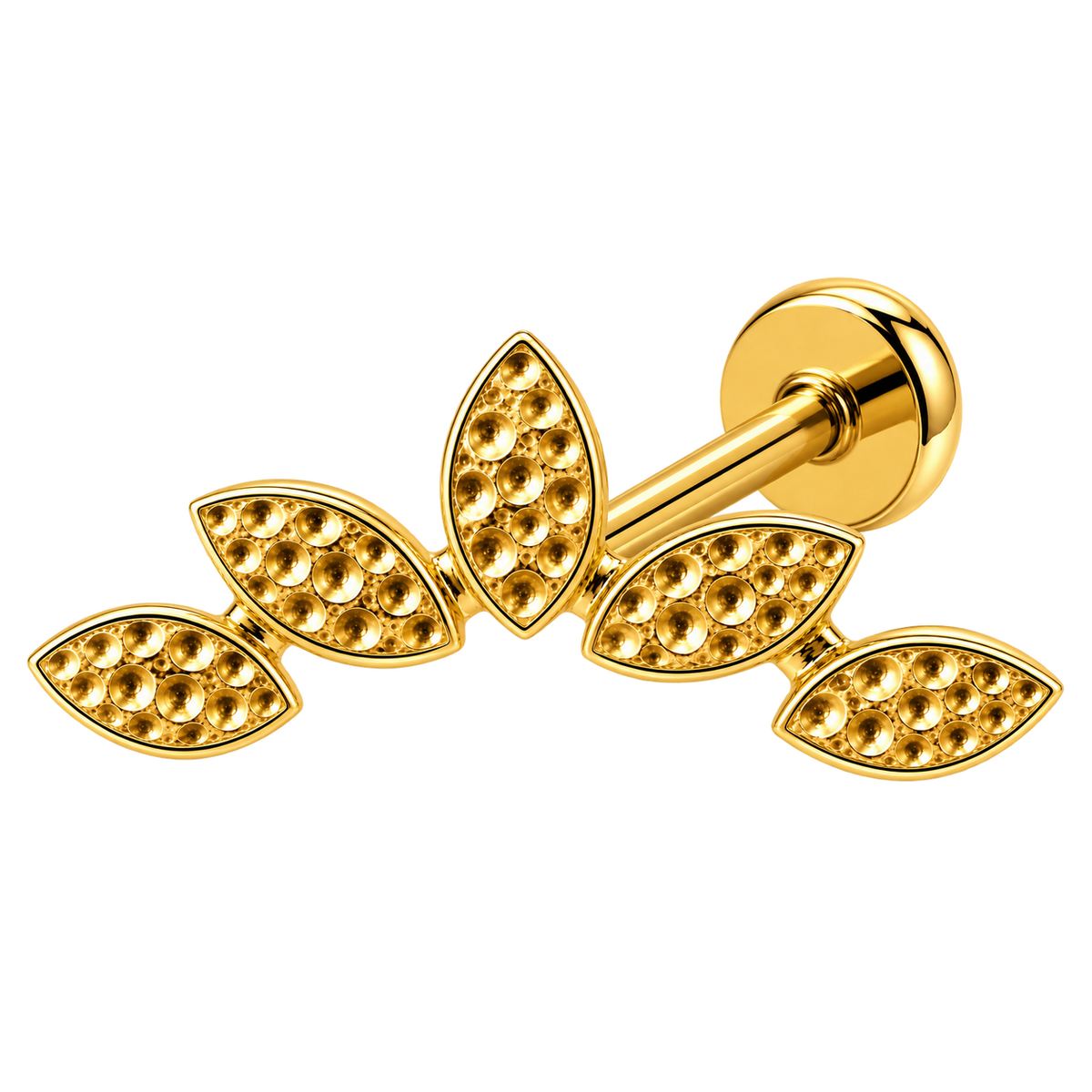 Piercing Titanium Labret Cascata Folha Amassada | Linha Essencial