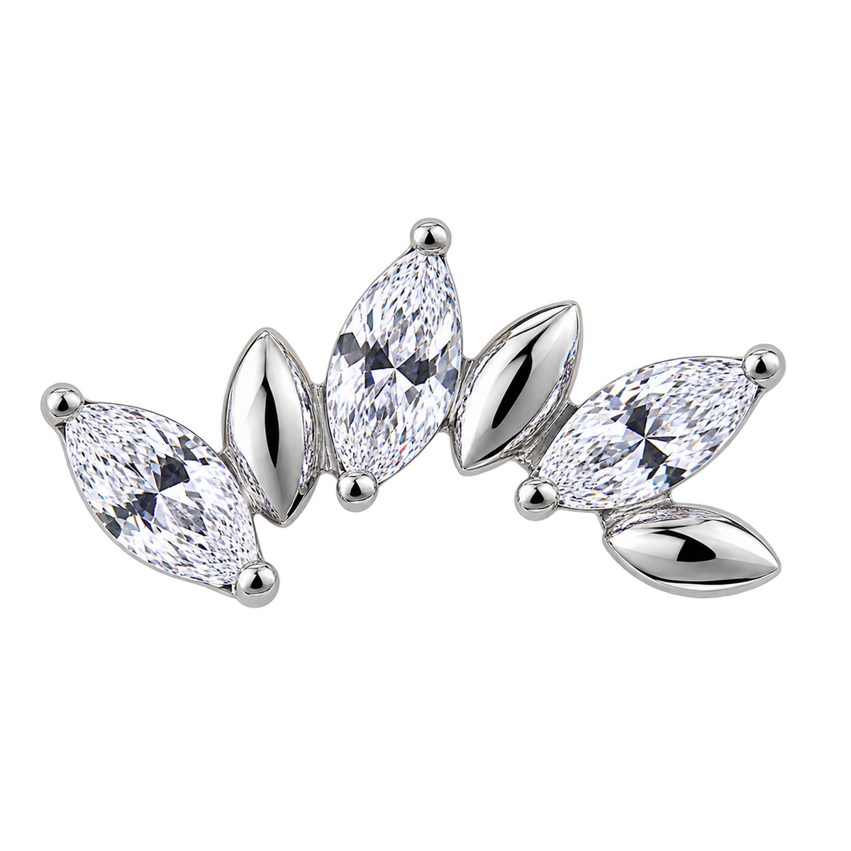 Piercing Titanium Labret Cascata Fan 6 Folhas Alternadas | Linha Premium