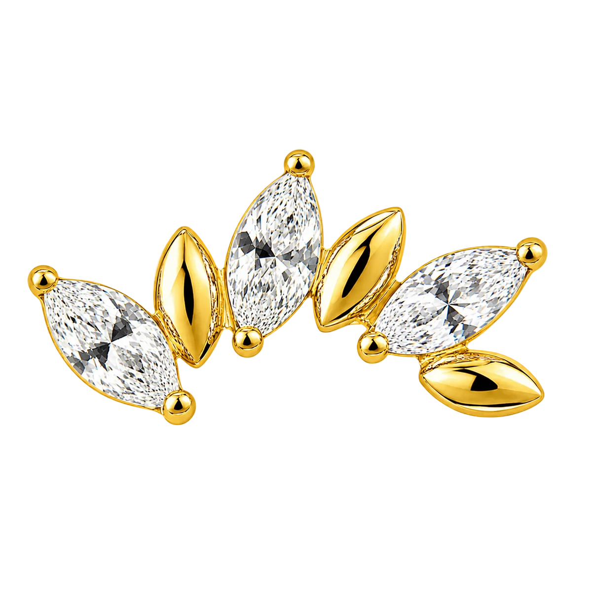 Piercing Titanium Labret Cascata Fan 6 Folhas Alternadas | Linha Premium