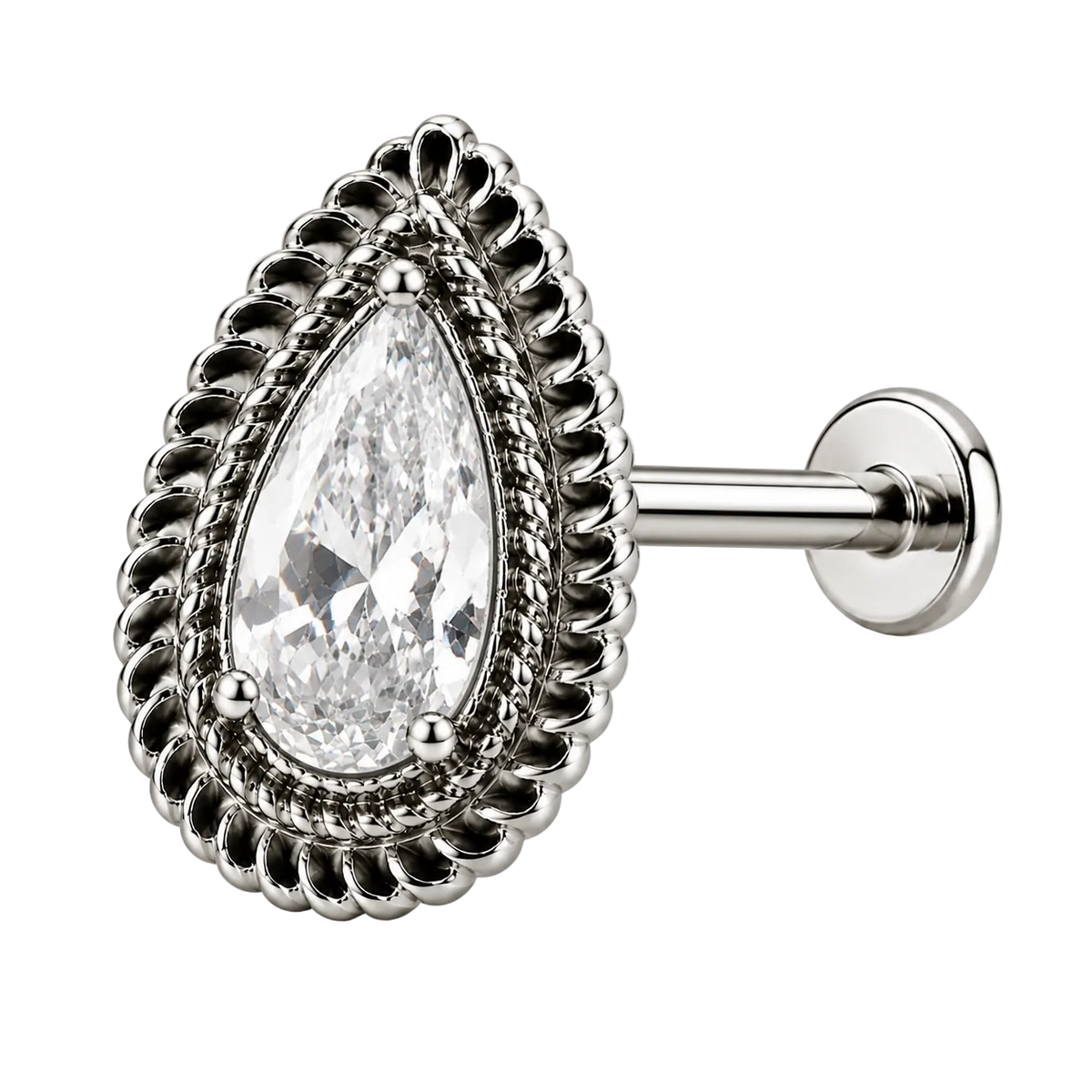 Piercing Titanium Labret Gota CZ | Linha Essencial