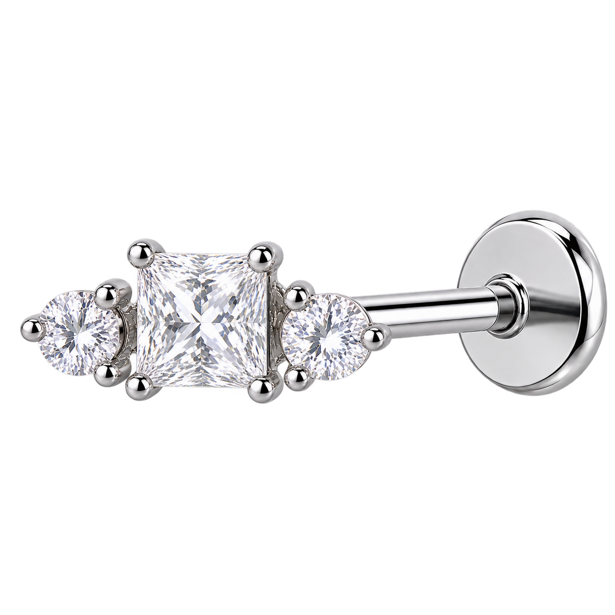 Piercing Titanium Labret 3 Mini Quadrado | Linha Premium