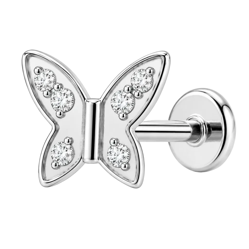 Piercing Titanium Labret Borboleta Nova | Linha Premium