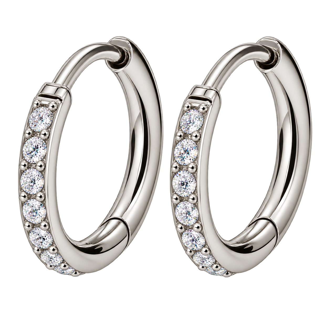 Piercing Titanium Argola Par de CZ | Linha Premium
