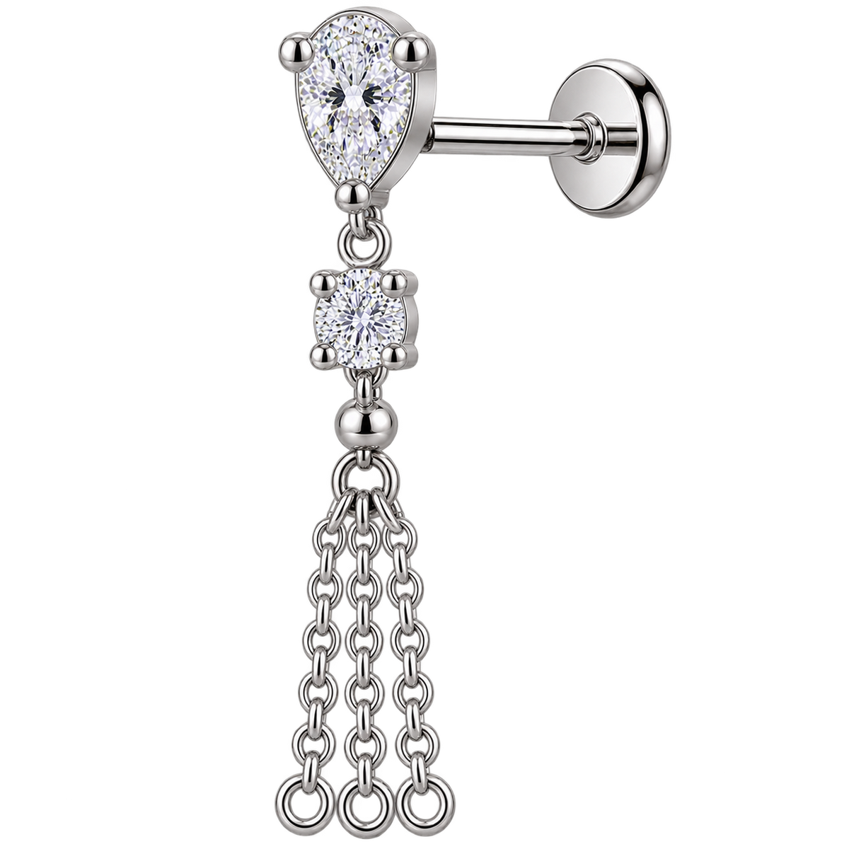 Piercing Titanium Labret Ponto de Luz Correntes Diversos | Linha Premium