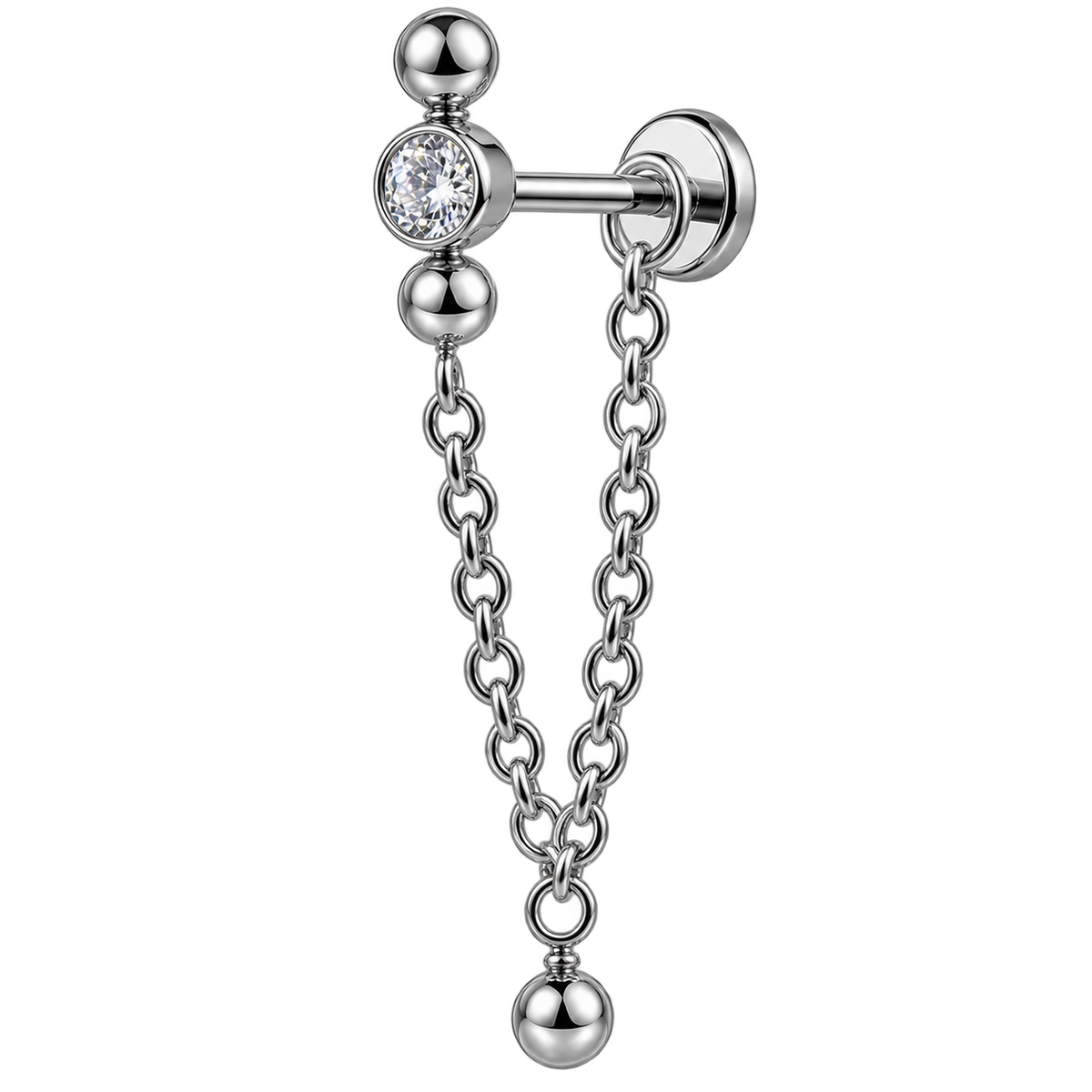 Piercing Titanium Labret Ponto de Luz Correntes Diversos | Linha Premium