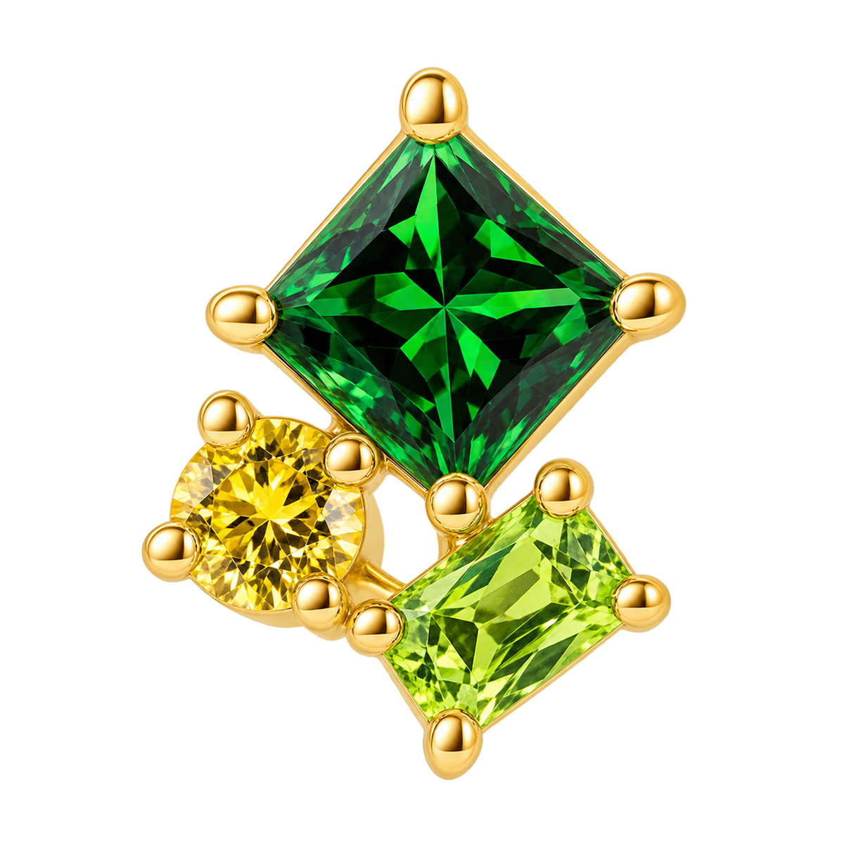 Piercing Titanium Labret Quadrado Verde 2 | Linha Premium