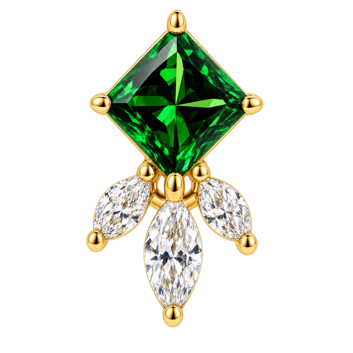 Piercing Titanium Labret Quadrado Verde | Linha Premium
