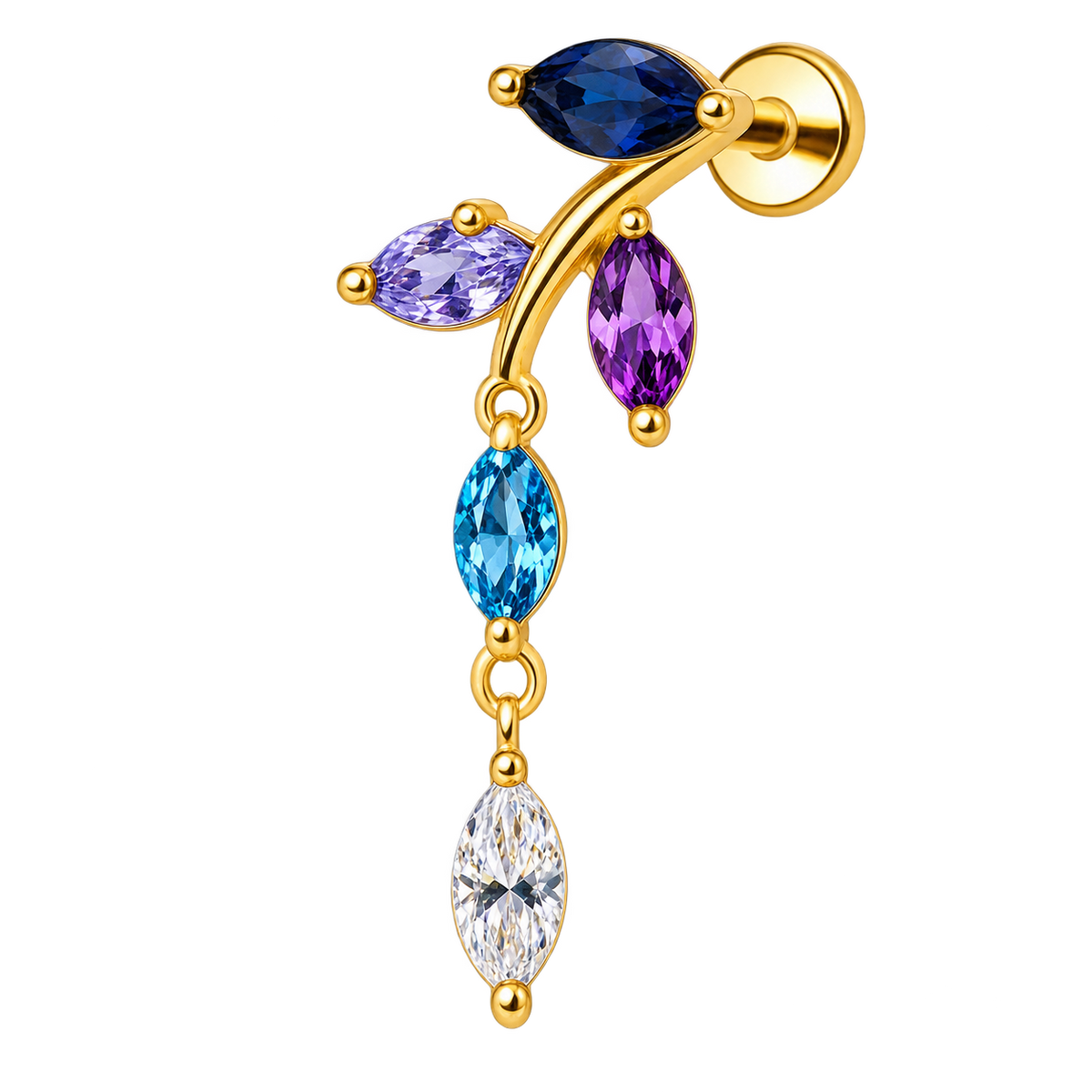 Piercing Titanium Labret RaminhoS com Pendente | Linha Premium
