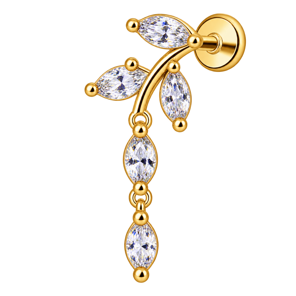 Piercing Titanium Labret RaminhoS com Pendente | Linha Premium