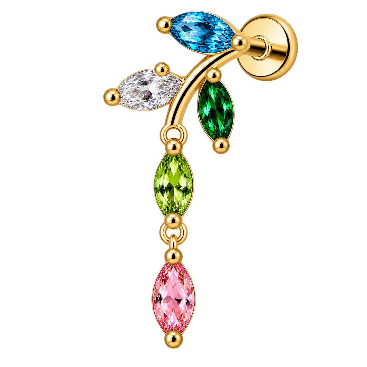 Piercing Titanium Labret RaminhoS com Pendente | Linha Premium