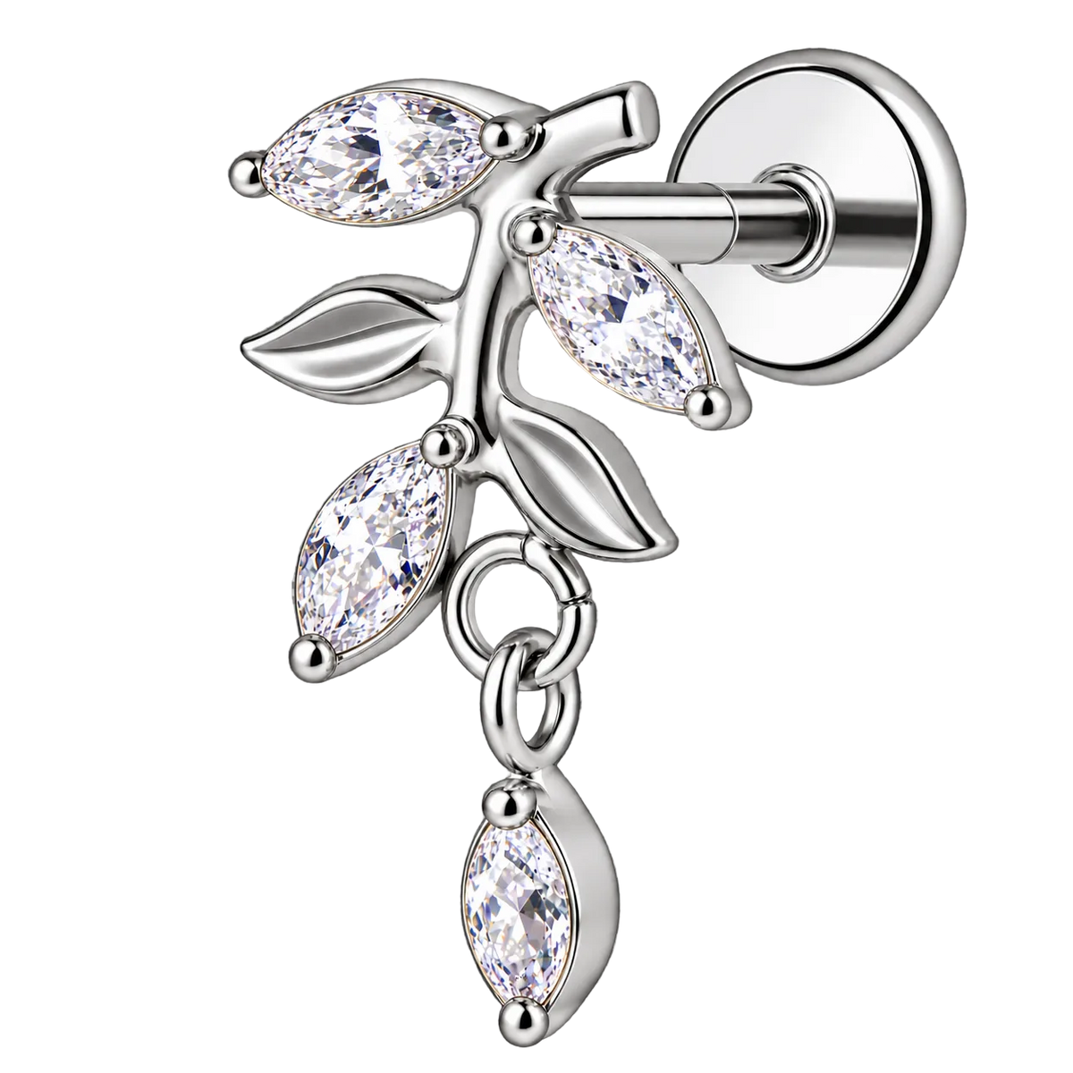 Piercing Titanium Labret RaminhoS com Pendente | Linha Premium