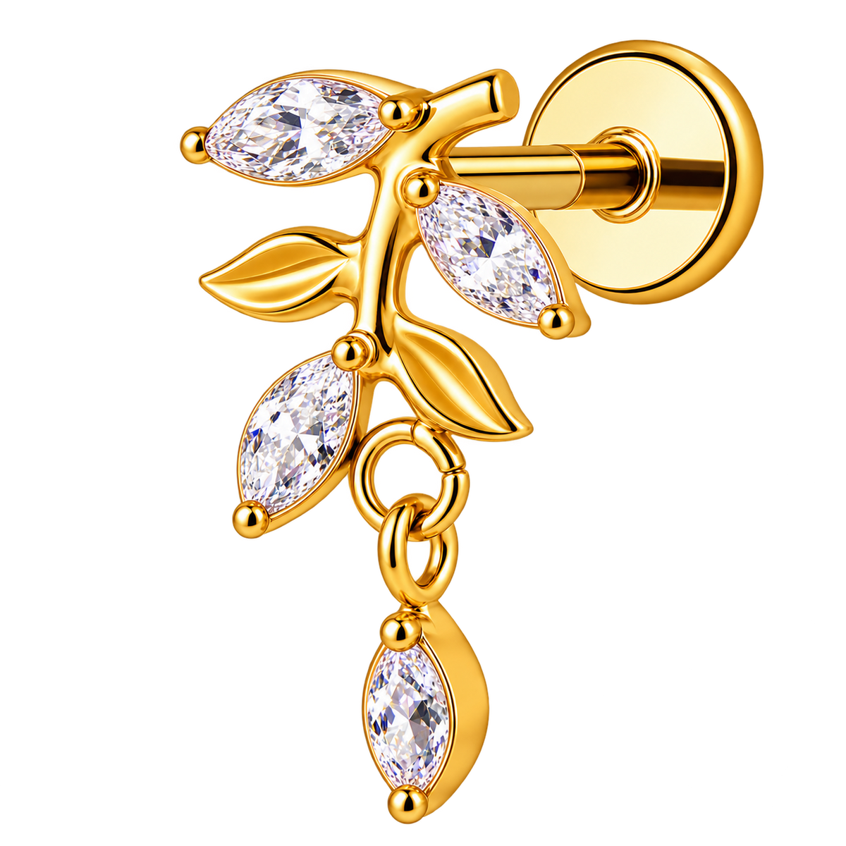 Piercing Titanium Labret RaminhoS com Pendente | Linha Premium