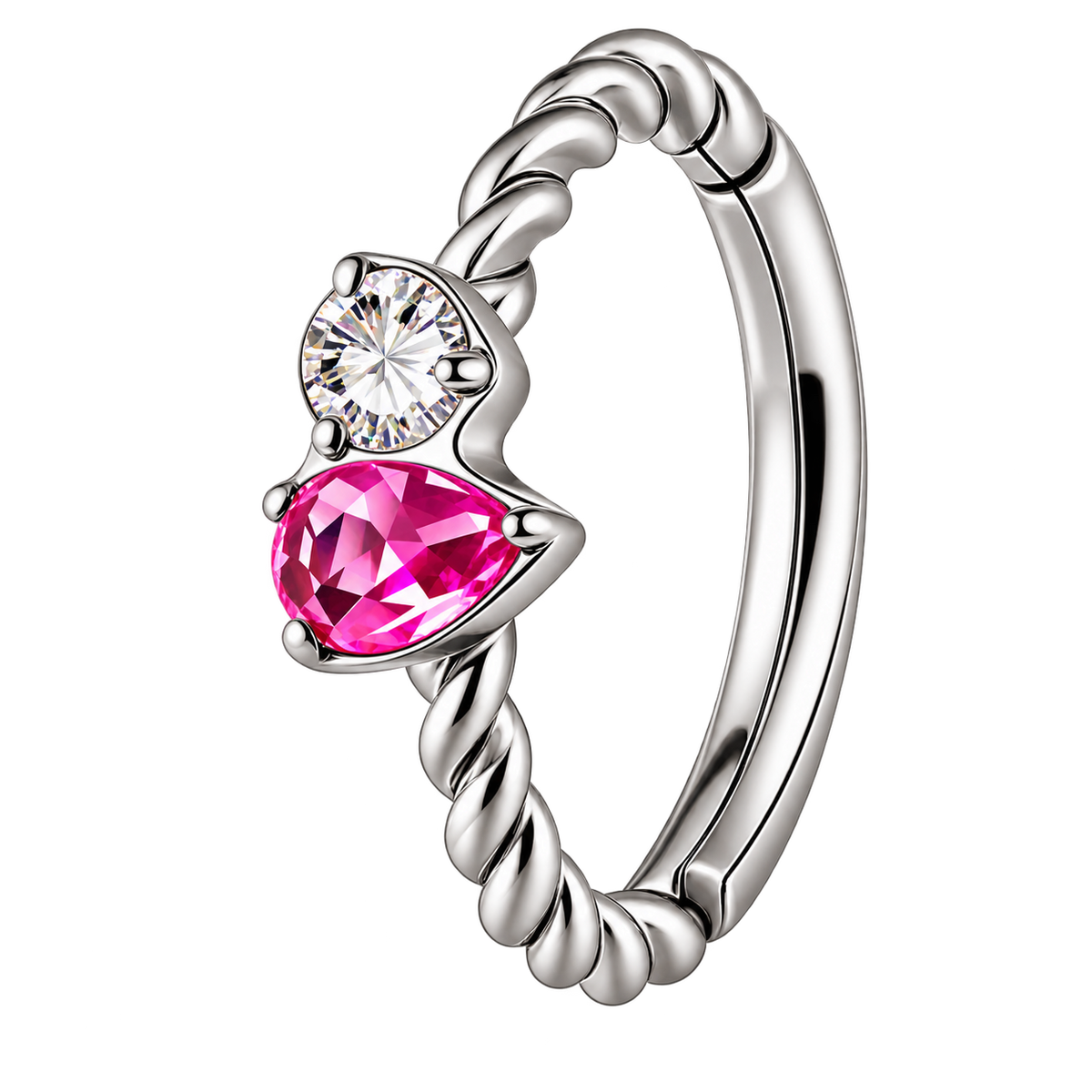 Piercing Titanium Argola Torcida Pink | Linha Premium
