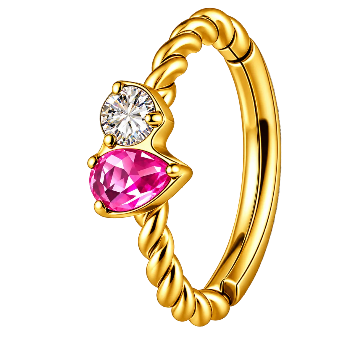 Piercing Titanium Argola Torcida Pink | Linha Premium