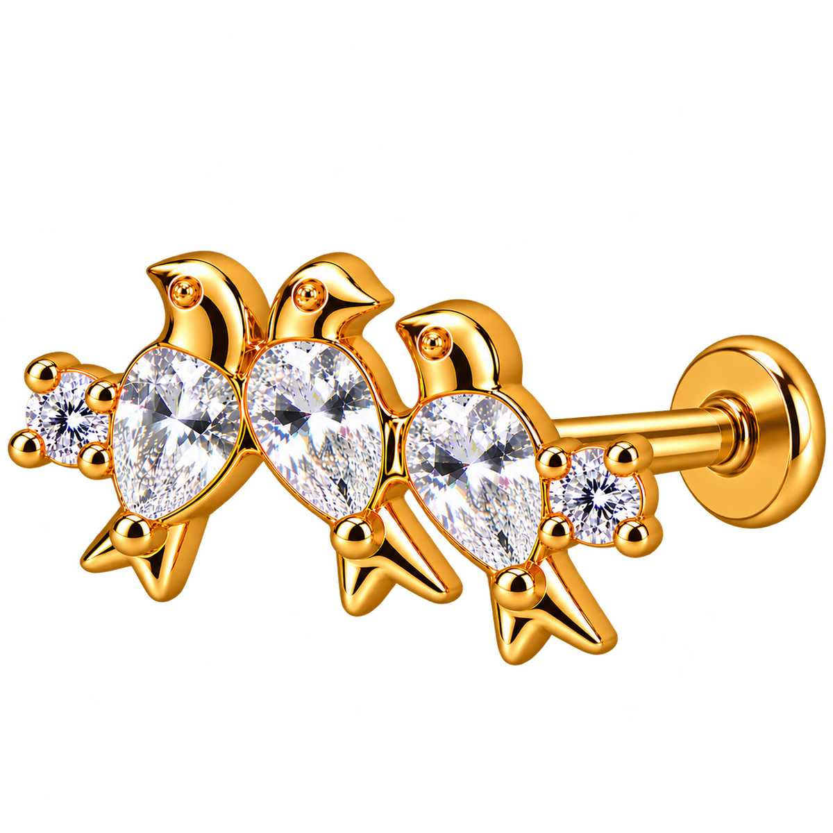 Piercing Titanium Labret Trio Beija Flor | Linha Premium