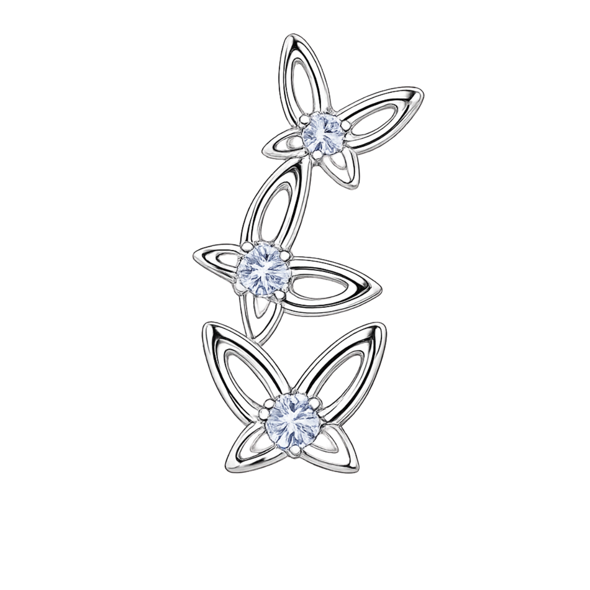 Piercing Titanium Labret Trio Borboleta em Linha 2126 | Linha Premium