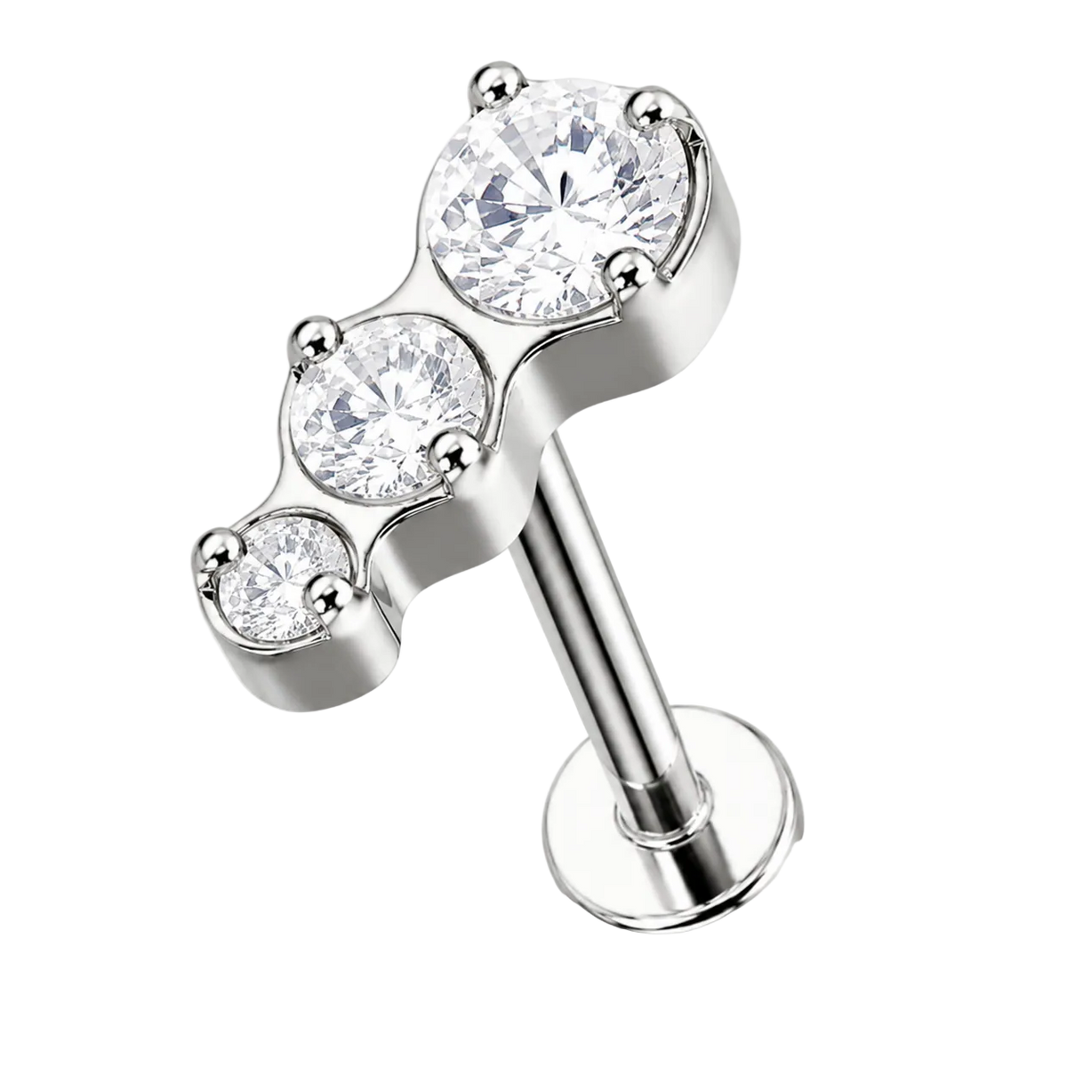 Piercing Titanium Labret Trio Crescente | Linha Premium