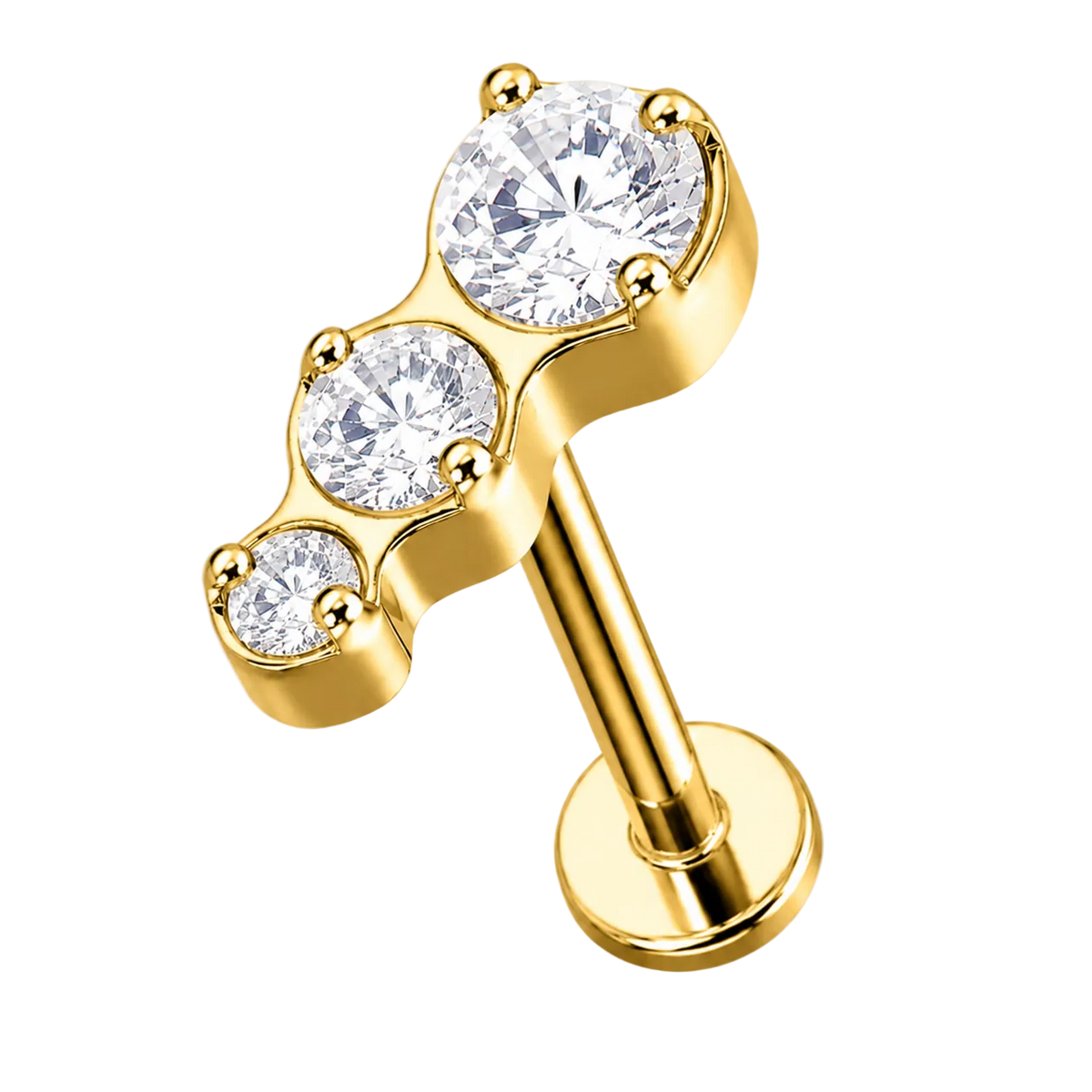Piercing Titanium Labret Trio Crescente | Linha Premium